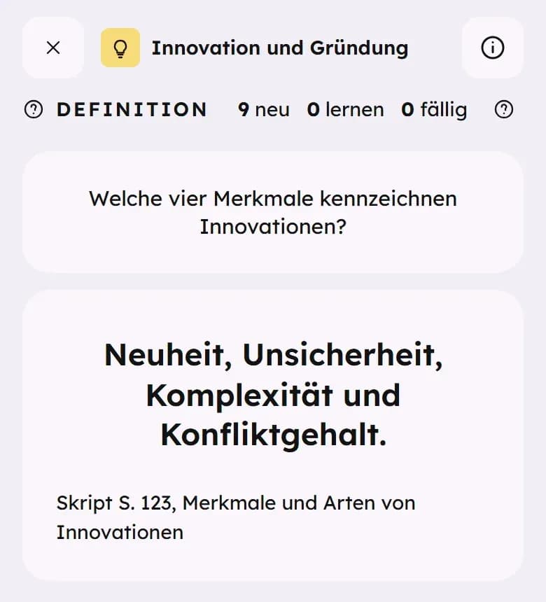 Lenny am Handy: eine aufgedeckte Karteikarte mit Frage und Antwort.